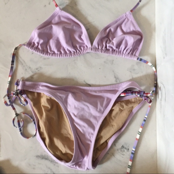 J. Crew Other - J Crew lavender bikini with plaid ties size M